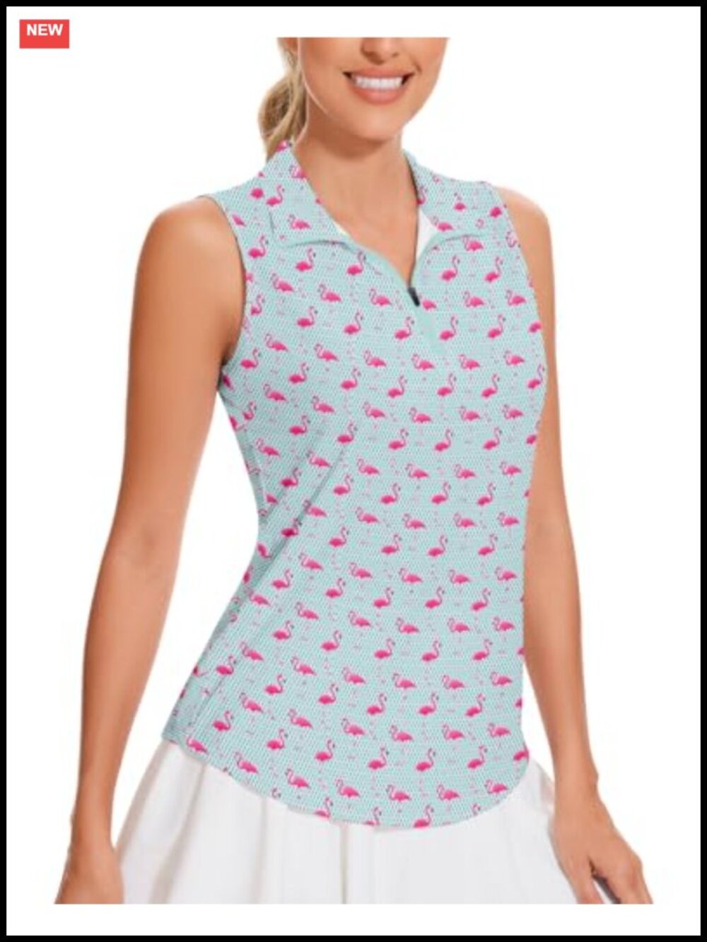 Soneven Women’s Sleeveless Golf Polo Shirt Zip Up Tennis Tank Top Dry Fit